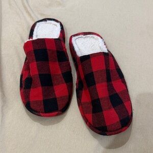 Plaid Red and Black Slippers